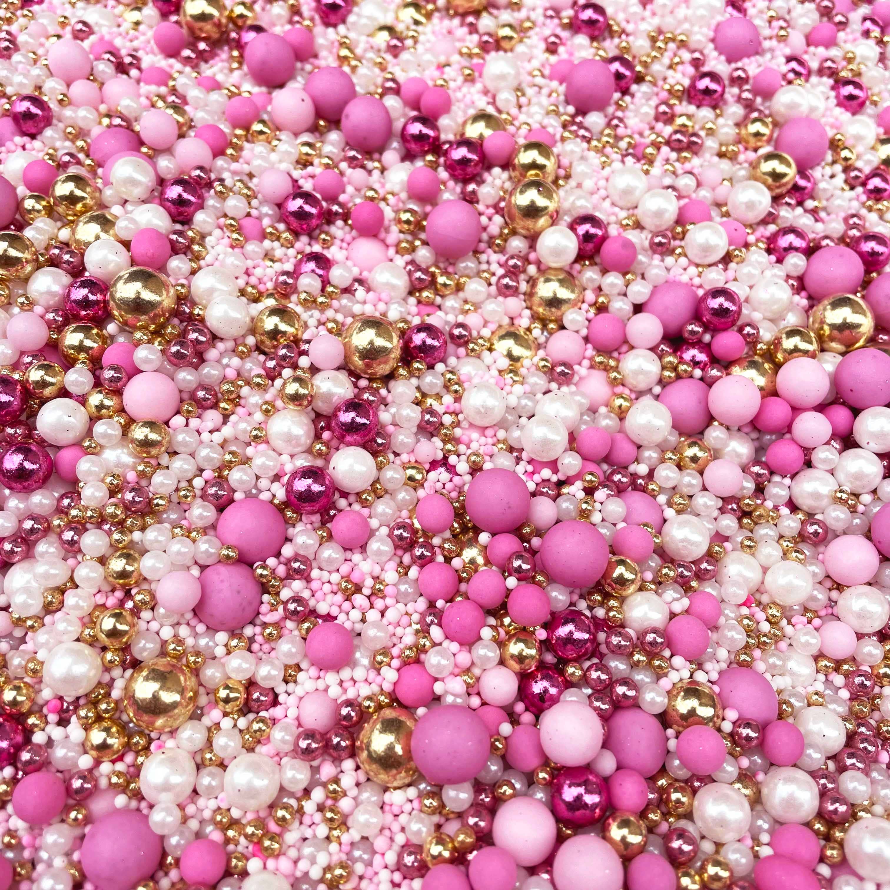 Strawberry Glam Pink Gold Edible Cake Sprinkles, Cake Decoration Sprinkle Nest