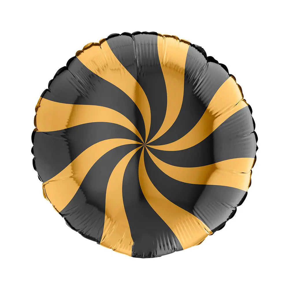 46cm (18") Candy Swirl Gold & Black Foil Balloon Grabo