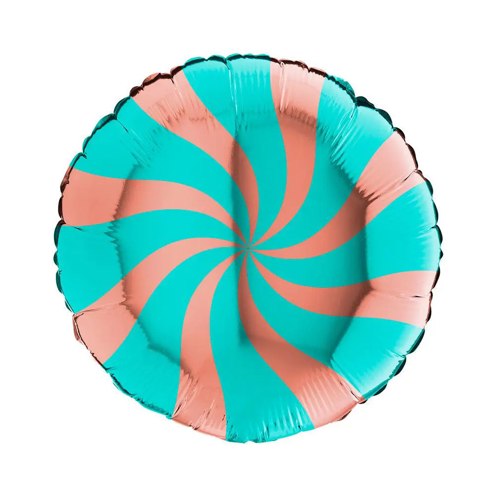 46cm (18") Candy Swirl Rose Gold & Tiffany Foil Balloon Grabo