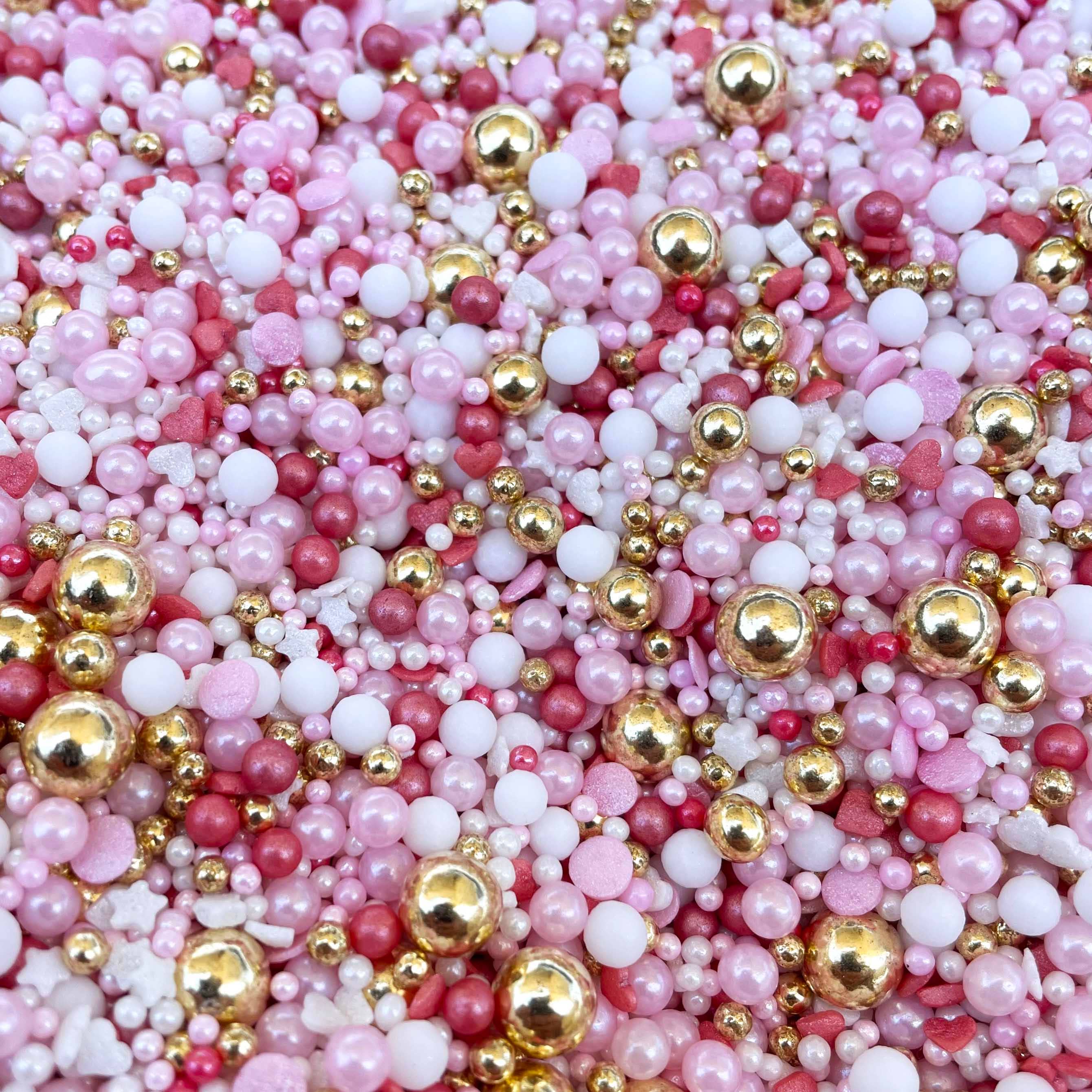 Young Love Pink and Gold Shimmer Edible Cake Sprinkles, Cake Decoration Sprinkle Nest