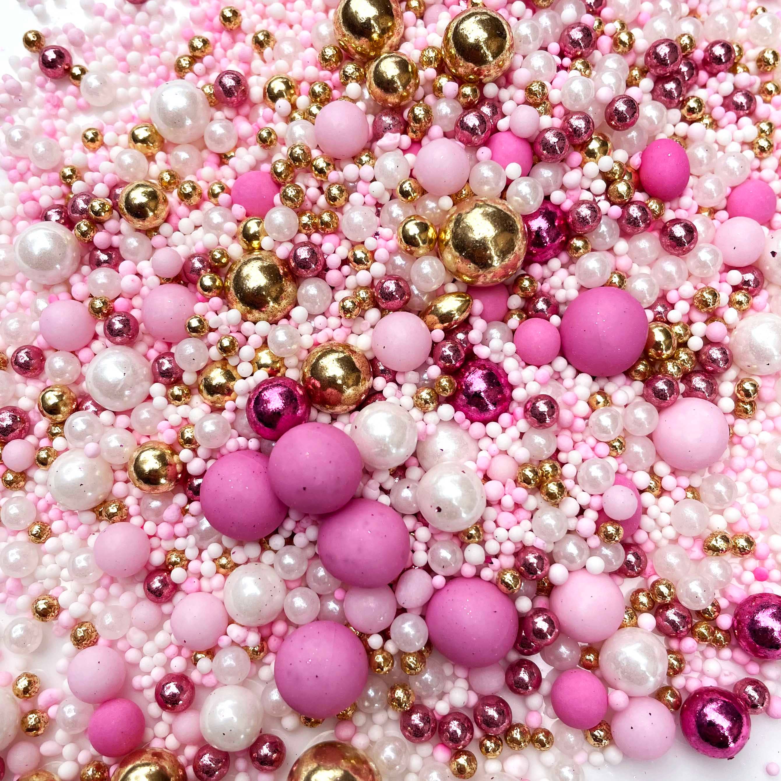 Strawberry Glam Pink Gold Edible Cake Sprinkles, Cake Decoration Sprinkle Nest