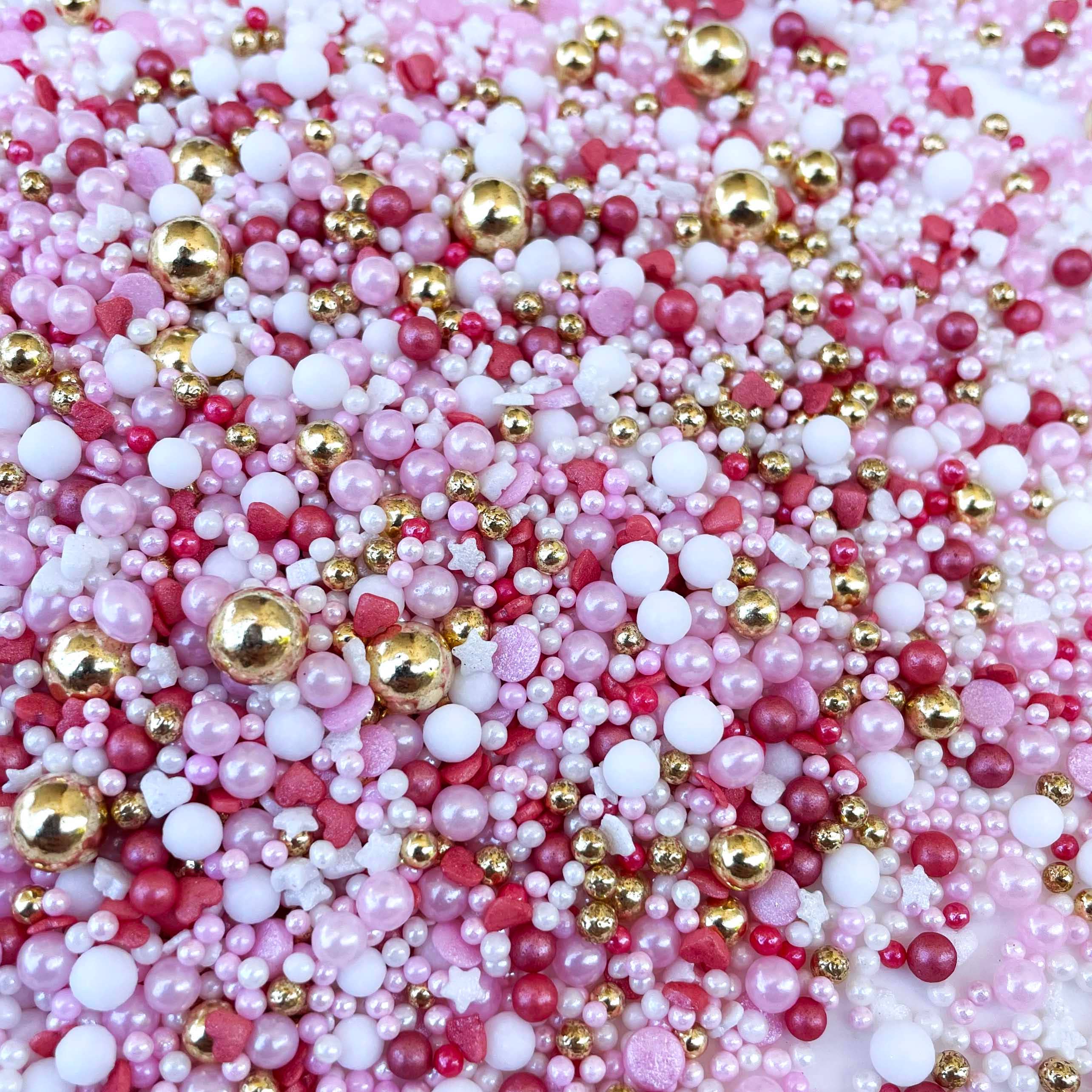 Young Love Pink and Gold Shimmer Edible Cake Sprinkles, Cake Decoration Sprinkle Nest