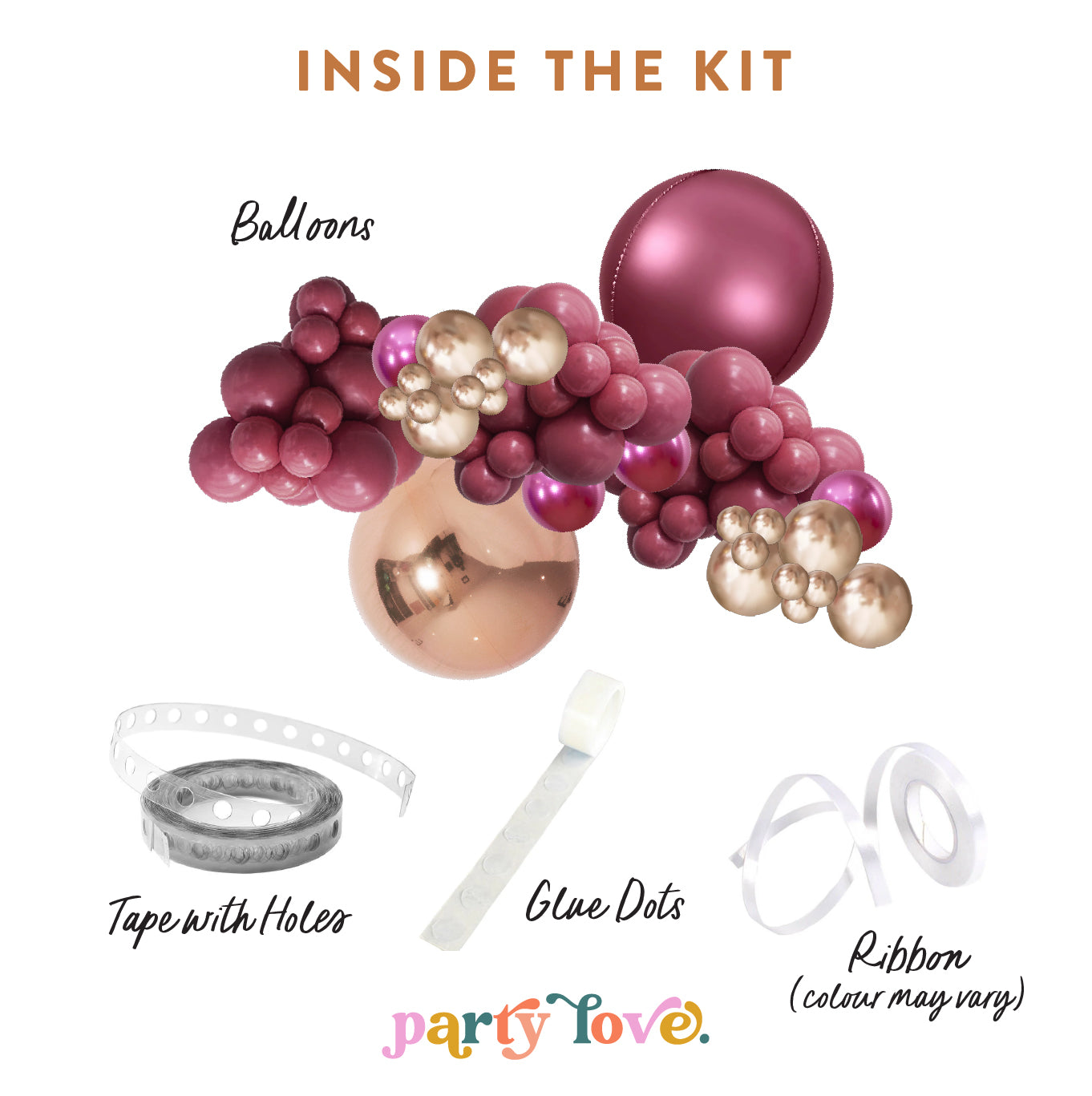 Burgundy Rose Gold Balloon Garland Kit 3m Sempertex