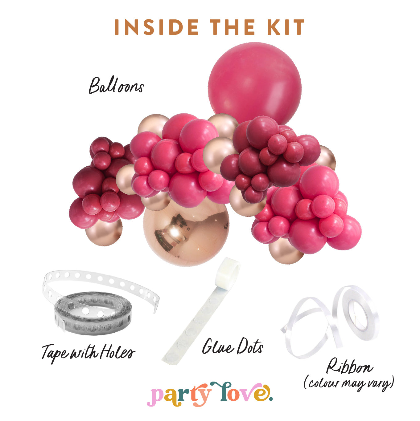 Wild Berry Pink Rose Gold Balloon Garland Kit 3m Sempertex