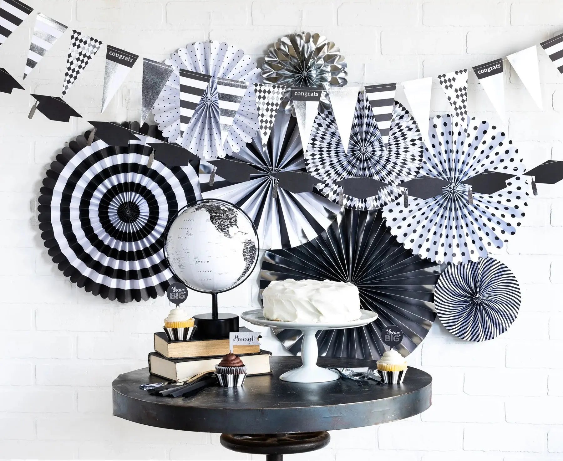 Black & Silver Party Fan Decorations My Mind's Eye