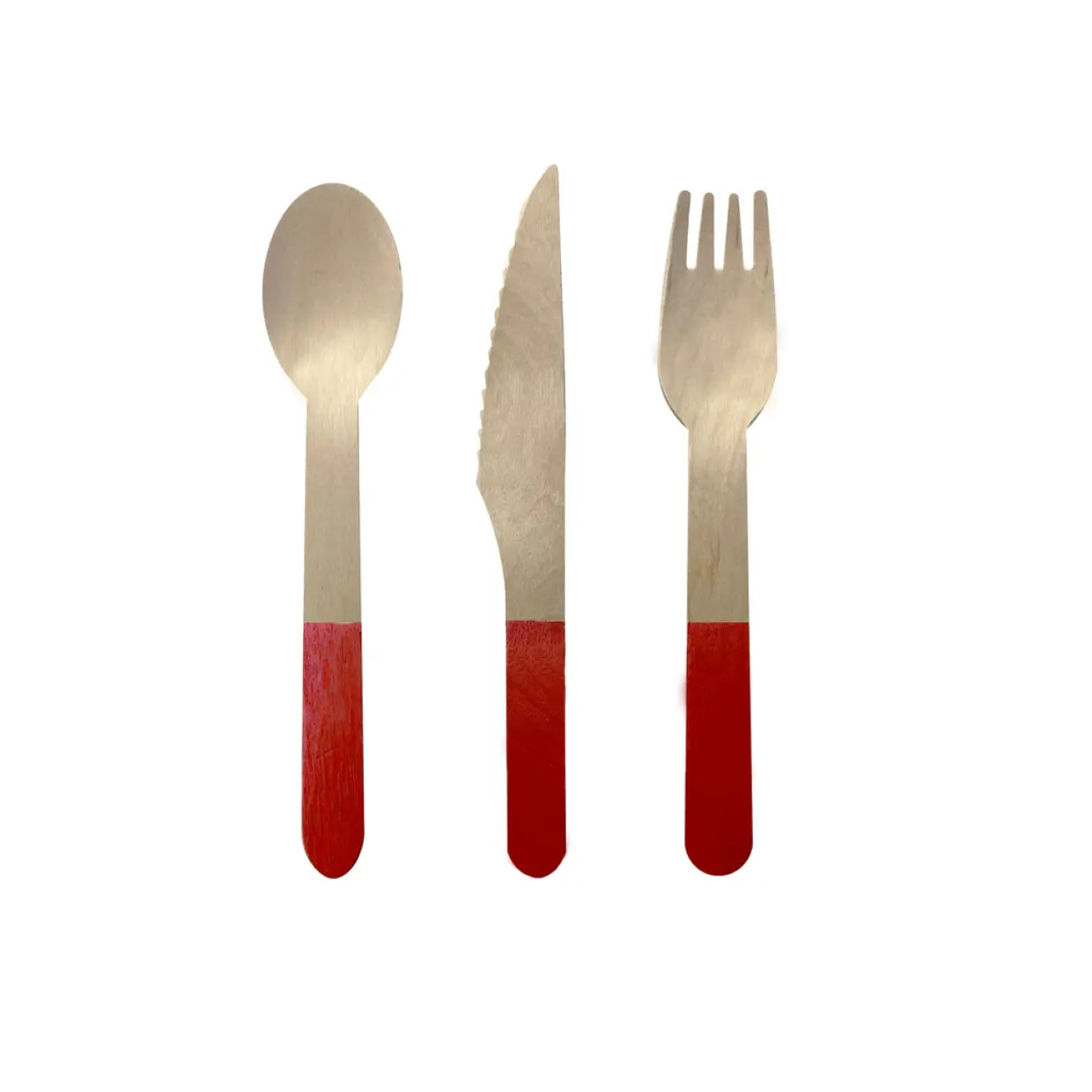 Cherry Red Wooden Cutlery Set (Pack of 30) Party Love