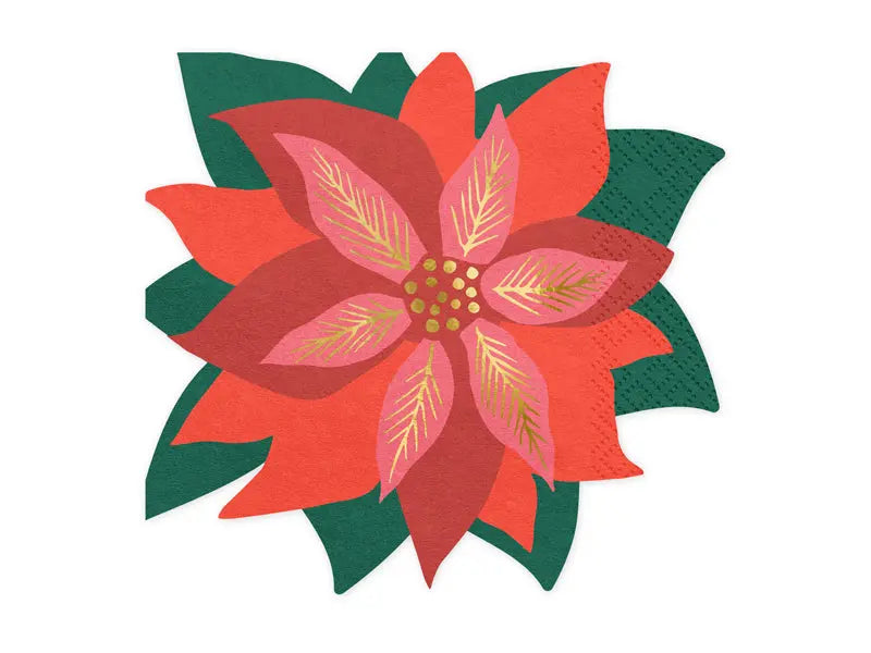 Christmas Poinsettia Napkins Party Deco