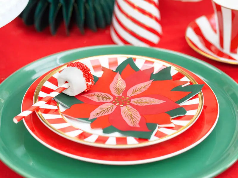 Christmas Poinsettia Napkins Party Deco