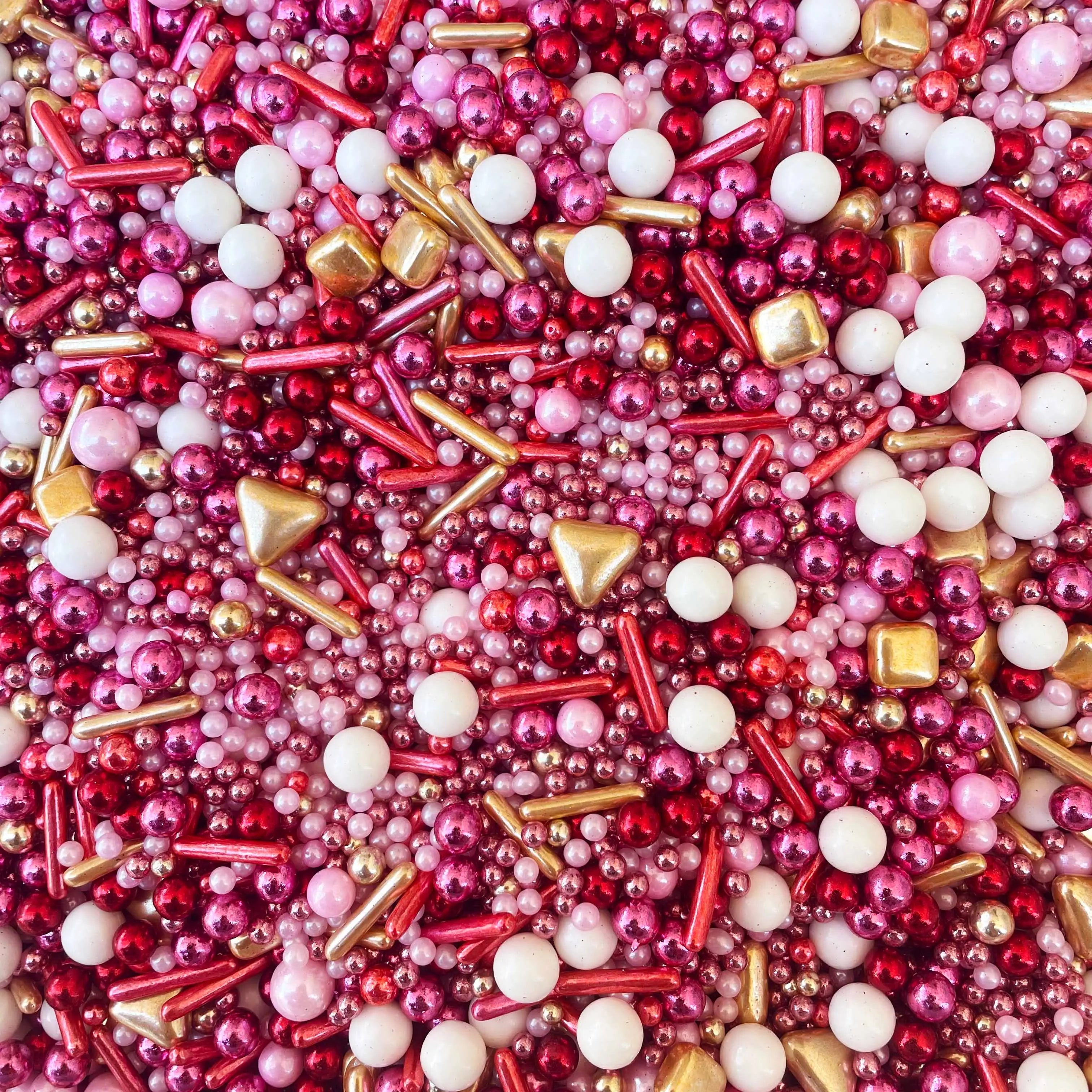 Diva Chunky Red, Gold, Pink Metallic Edible Cake Sprinkles, Cake Decoration Sprinkle Nest