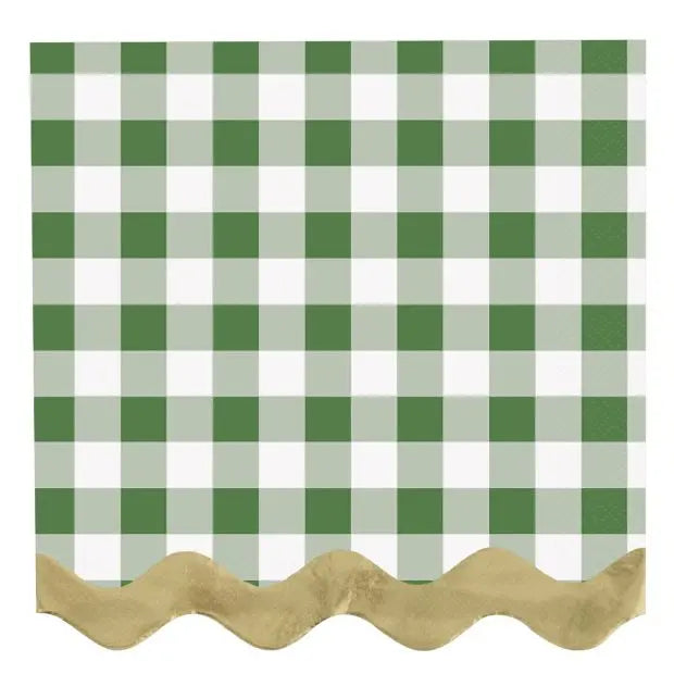 Garden Party Plaid with Gold Foil Scalloped Edge Napkins Party Love