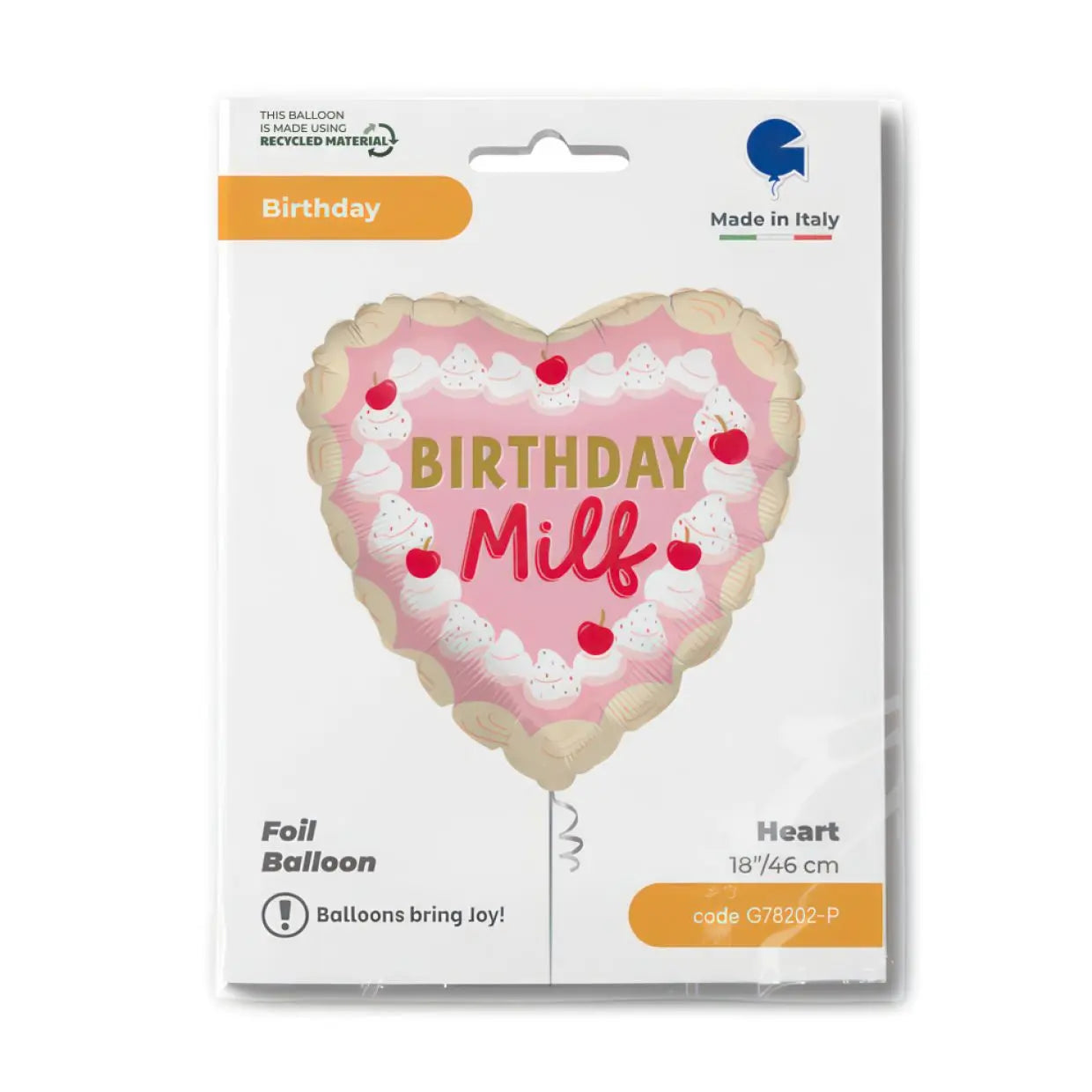 Grabo Foil 45cm (18") Birthday Milf Heart Cherry Foil Balloon Grabo