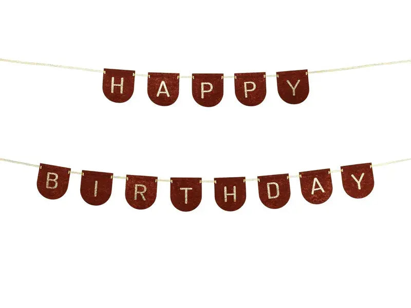 Happy Birthday Brown Felt banner 3 Meters Party Deco