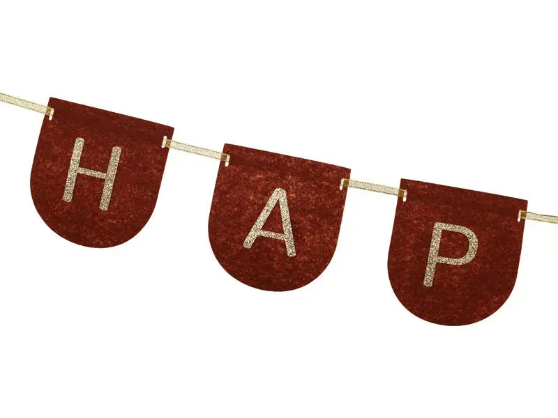 Happy Birthday Brown Felt banner 3 Meters Party Deco