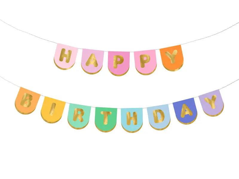 Happy Birthday paper banner, mix, 163x12 cm Party Deco