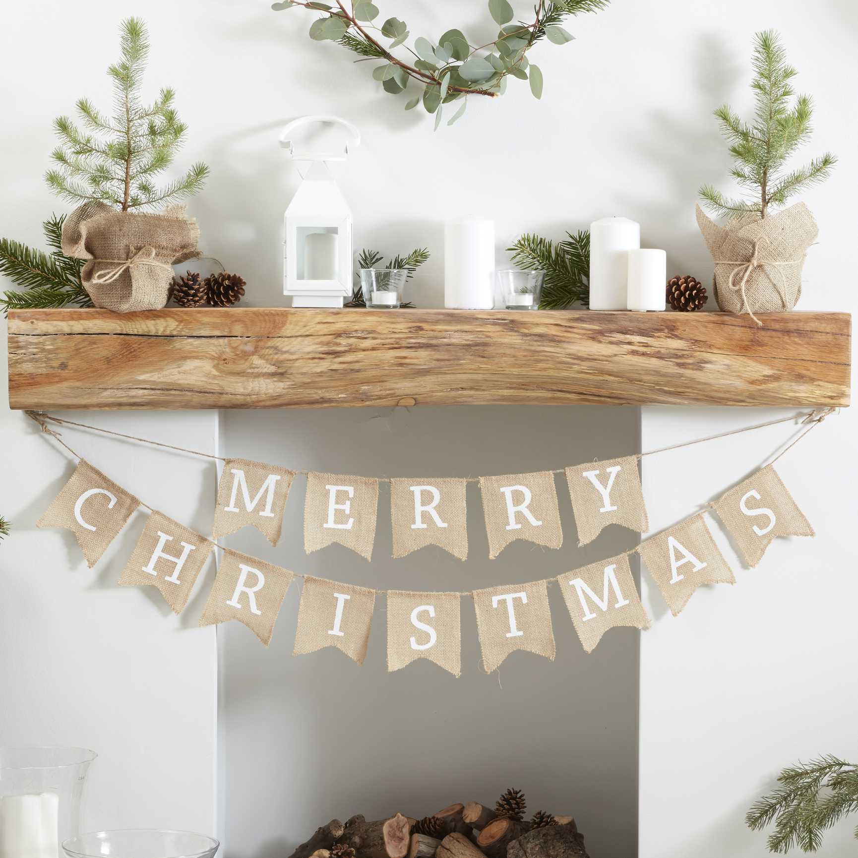 Hessian Burlap Merry Christmas Bunting Ginger Ray