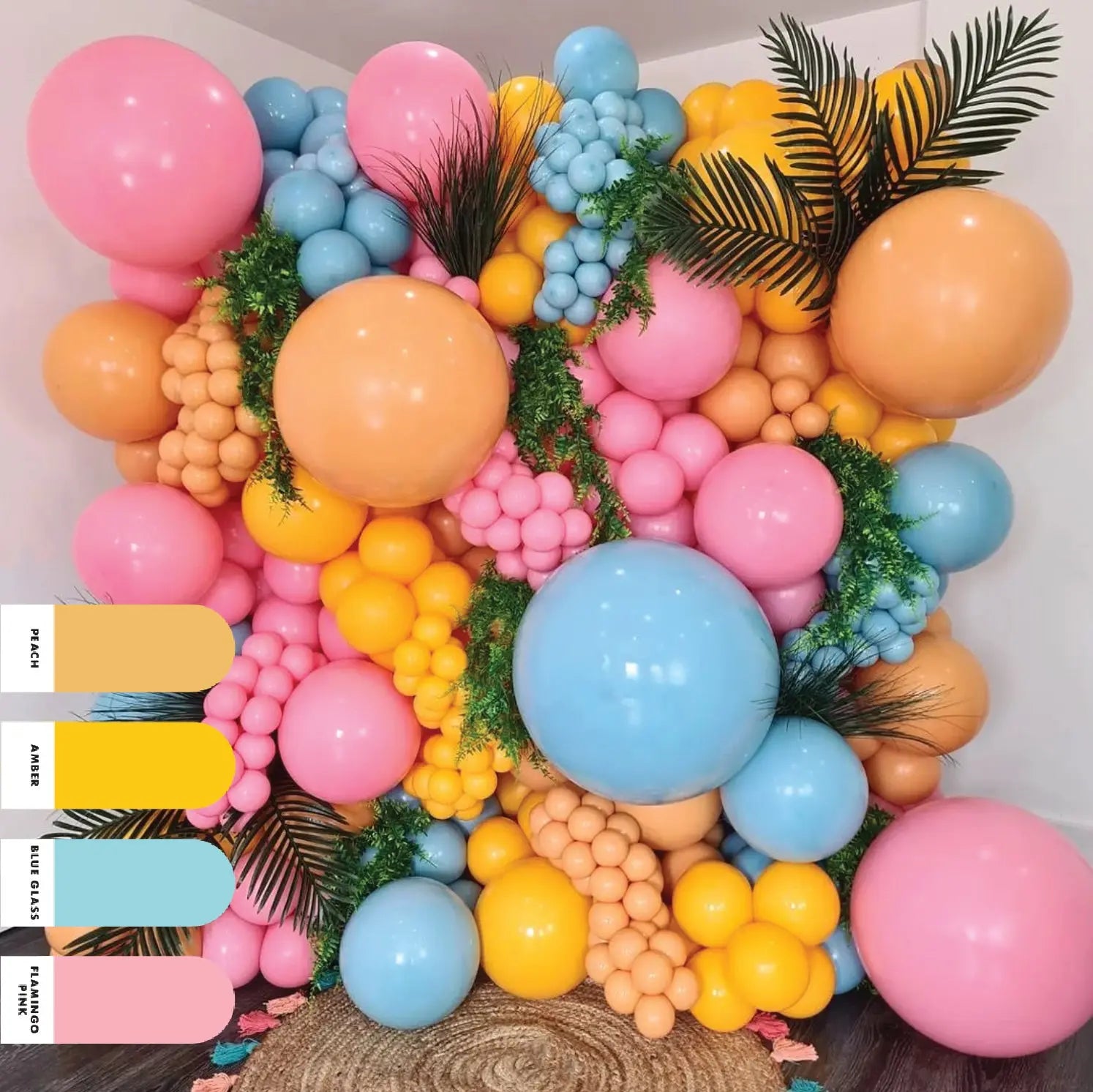 peach blue pink balloon garland