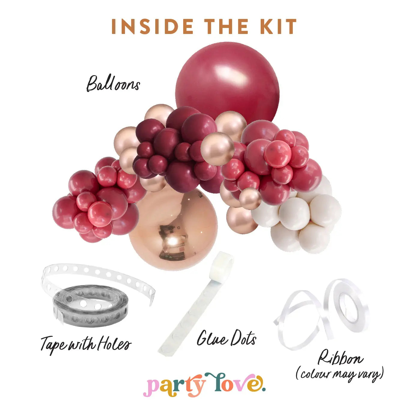 Samba Burgundy Rose Gold Balloon Garland Kit 3m Party Love Balloons