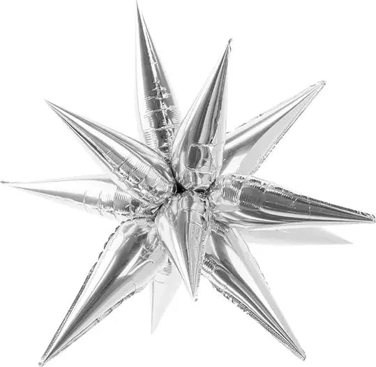 Starburst 95cm 3D Star Silver Foil Balloon (Air-Fill Only) Party Deco