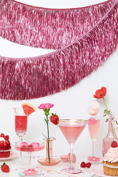 Pink Shimmer Tinsel Fringe Garland Decoration 1.35m Party Deco