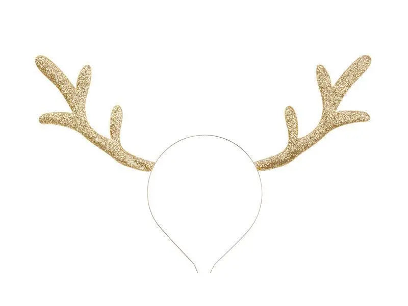 Gold Glitter Reindeer Headband Party Deco