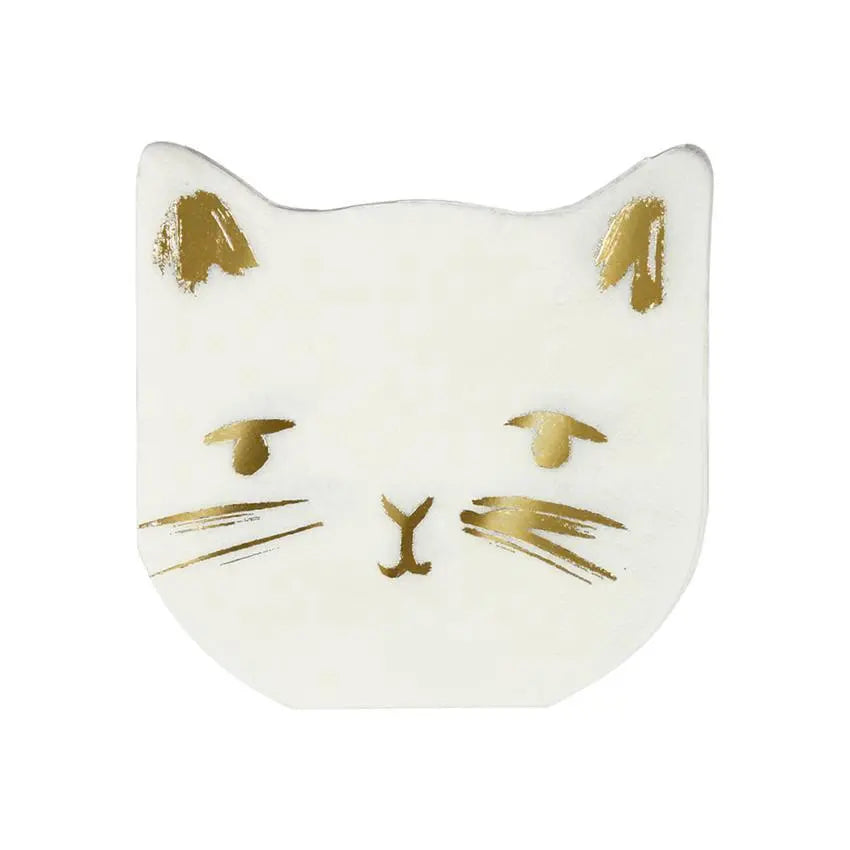 Meri Meri Cat White & Gold Napkins Meri Meri