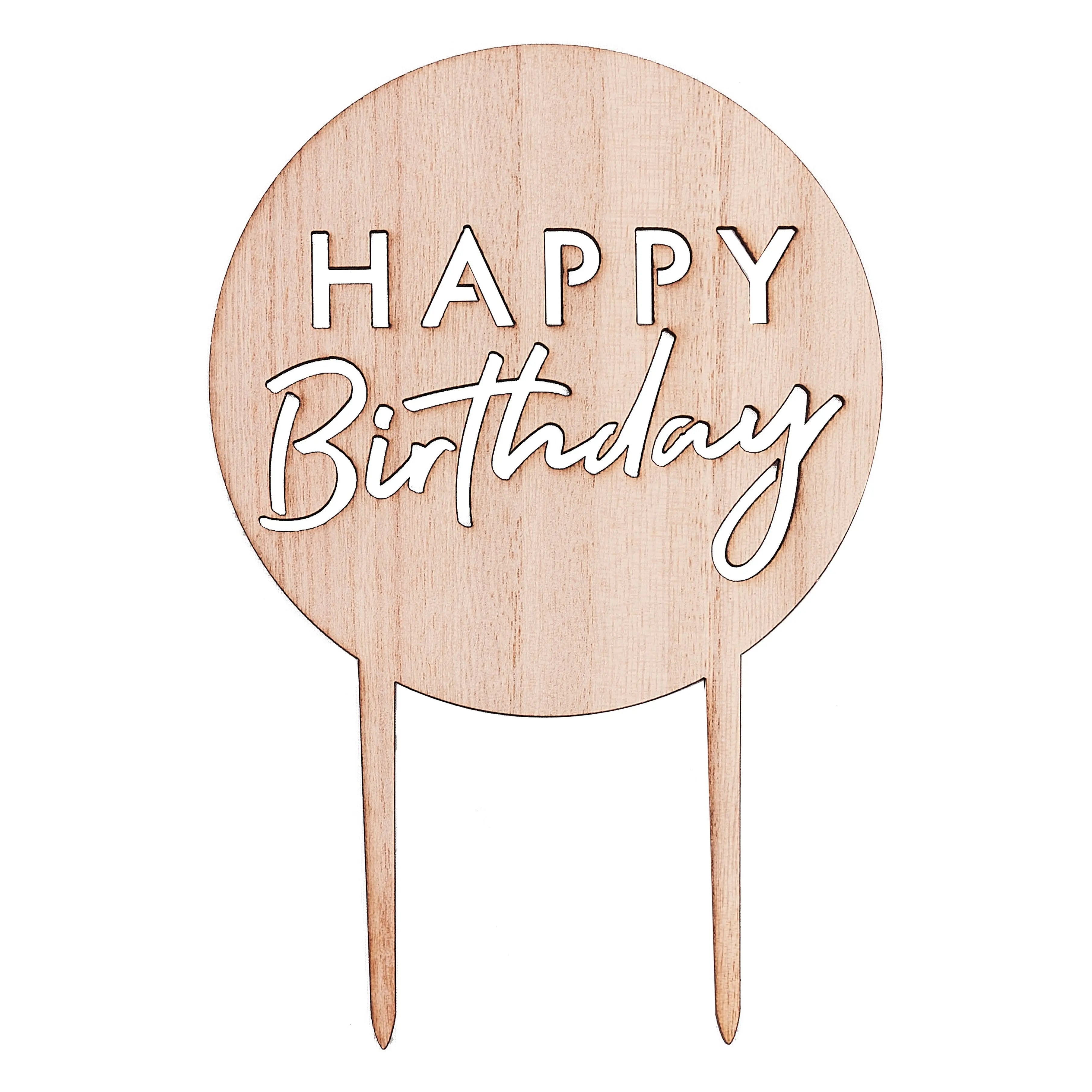 Wooden Happy Birthday Cake Topper Ginger Ray